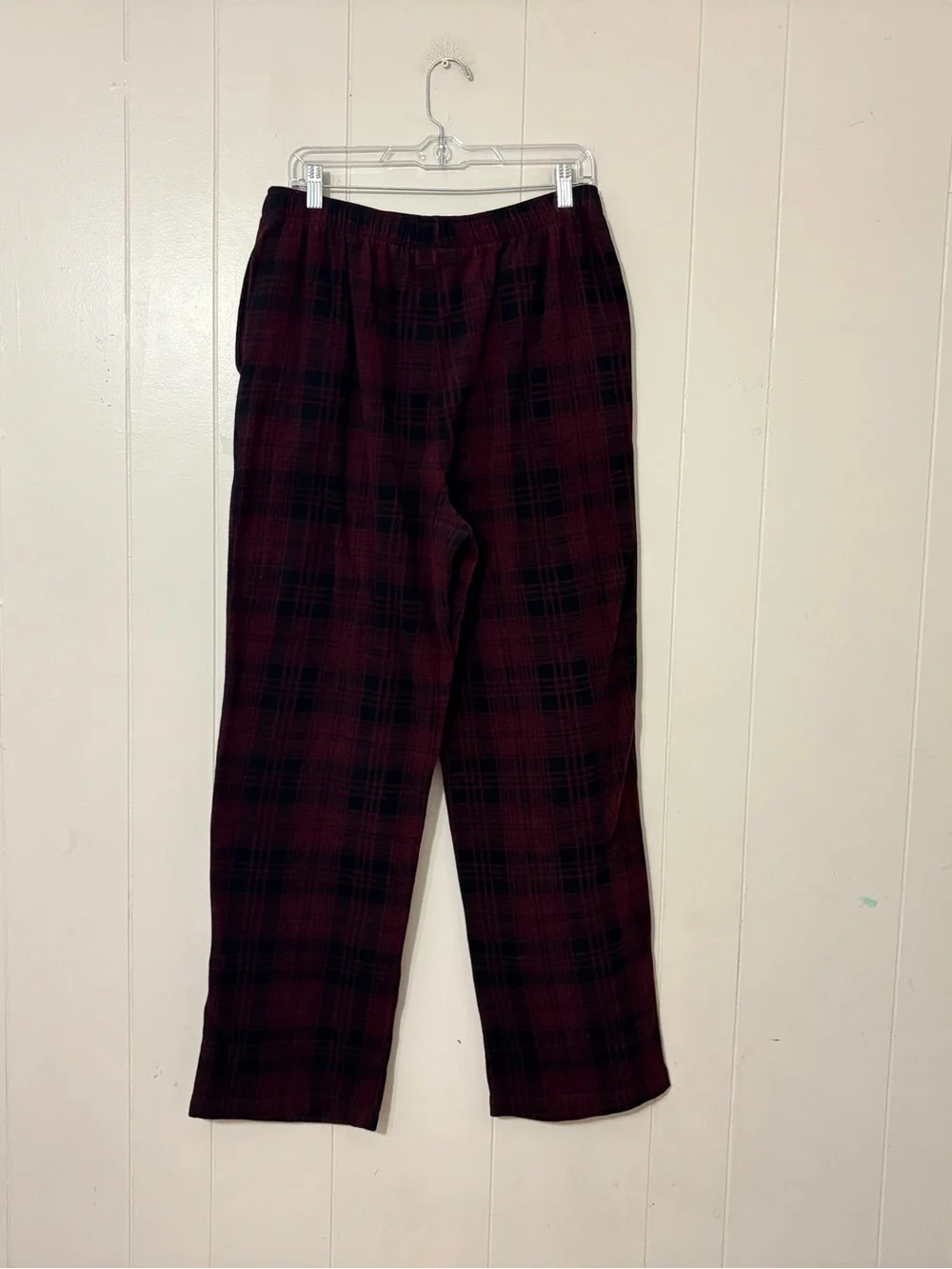 SKIMS Fleece Sleep Pajama Pants Wine Plaid Size M Unisex Lounge